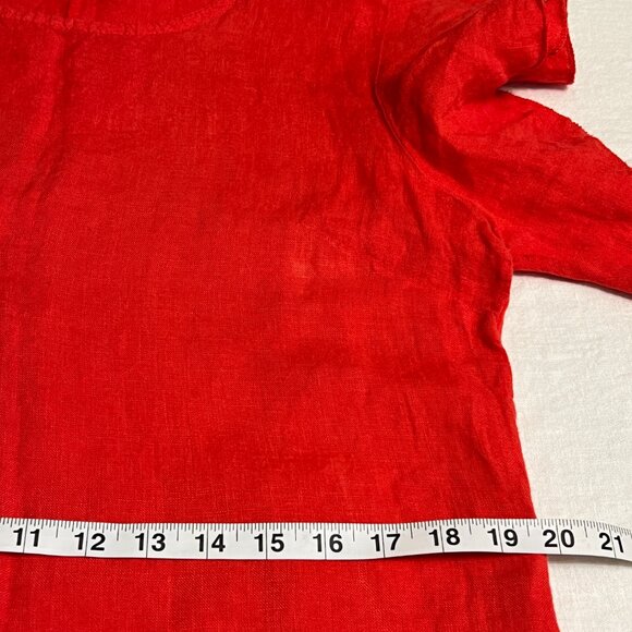 Lungo L’Arno Red Linen Shift Dress Ruffle Sleeve Made in Italy Size M/L - Picture 9 of 11